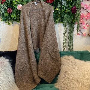 Chico's Taupe Fuzzy Knit Sweater with Multicolor Flecks